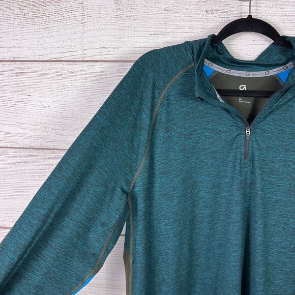 Gap Fit Men's Brushed Tech Jersey Savvy Teal Pullover Top Size XL - Picture 3 of 11